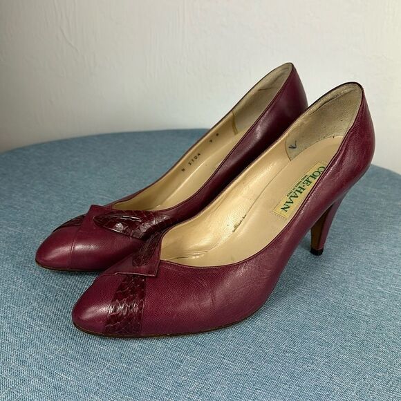 Cole Haan Burgundy Leather Pumps Size 9 B - Picture 1 of 9